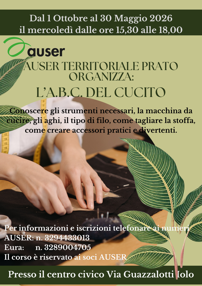 Corso di cucito Auser Prato